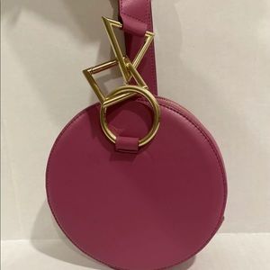 Tara Zadeh Azar Leather Clutch Fuchsia Retail $570 Made In Spain